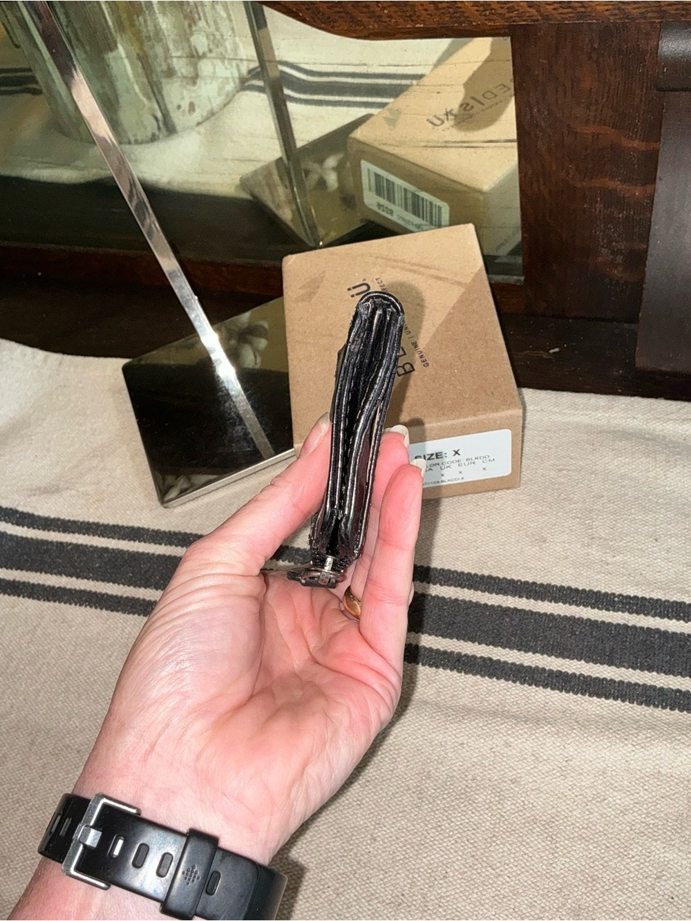 NWT Bed Stu Carrie Leather Black Die Dyed DD Wallet W/ Box Retail $100 - Picture 10 of 12